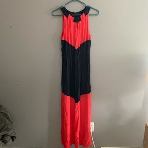 Pink and blue maxi dress